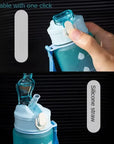 Sports Water Bottle with Time-Tracking Straw Leak Proof