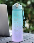 Sports Water Bottle with Time-Tracking Straw Leak Proof