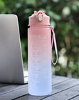 Sports Water Bottle with Time-Tracking Straw Leak Proof