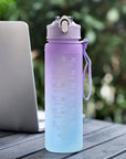 Sports Water Bottle with Time-Tracking Straw Leak Proof