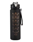 Sports Water Bottle with Time-Tracking Straw Leak Proof